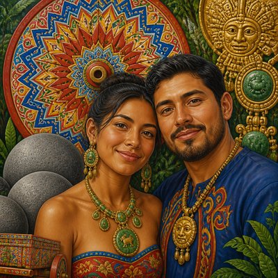 portrait of two people together — Costa Rican Art Style