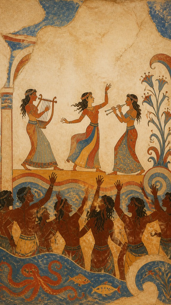 a live music scene with a glowing stage and silhouetted crowd, energetic vertical composition with open space at the top, no text