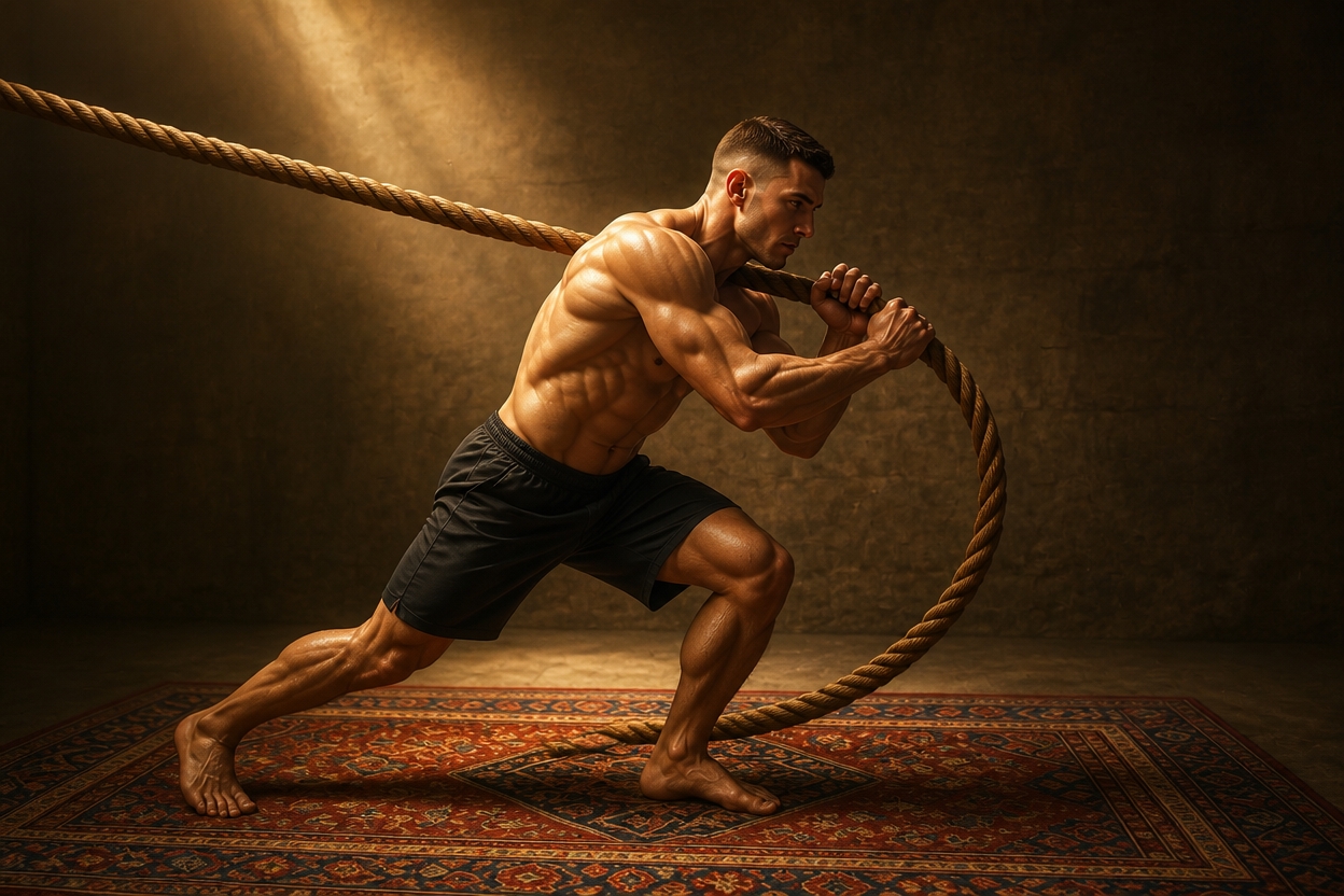 a man with a rope around his neck