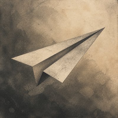 a paper plane, clean minimal composition on a plain background, no text