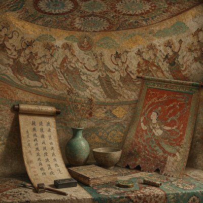 still life with everyday objects — Dunhuang Art Style
