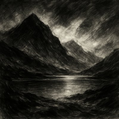 serene landscape with mountains and water