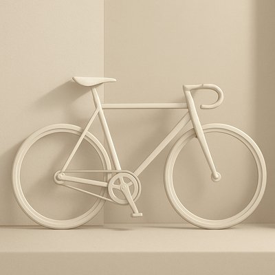 bicyle resting against a wall