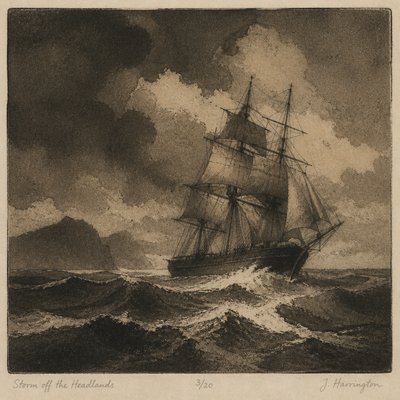 sailing ship on a stormy sea