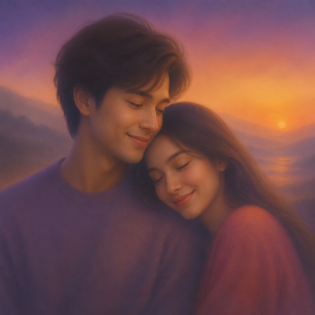 portrait of two people together — Gradation Art Style