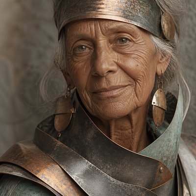 close-up portrait of an elderly person with expressive weathered features