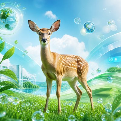 animal standing in natural pose — Frutiger Aero Aesthetic