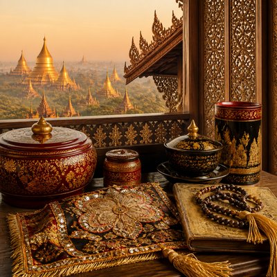 still life with everyday objects — Burmese Art Style