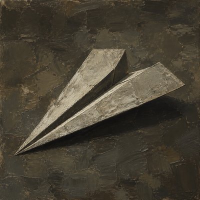 a paper plane, clean minimal composition on a plain background, no text