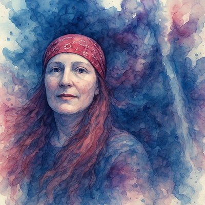 a painting of a woman with red hair