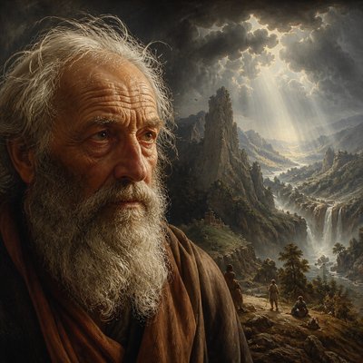 close-up portrait of an elderly person with expressive weathered features