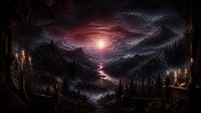 a vast valley with a river winding toward distant mountains at sunrise, no people, no text
