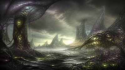 sweeping panoramic landscape with a dramatic sky