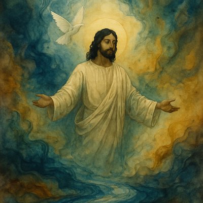 olive-skinned dark-haired 
Jesus, heaven, dove, river