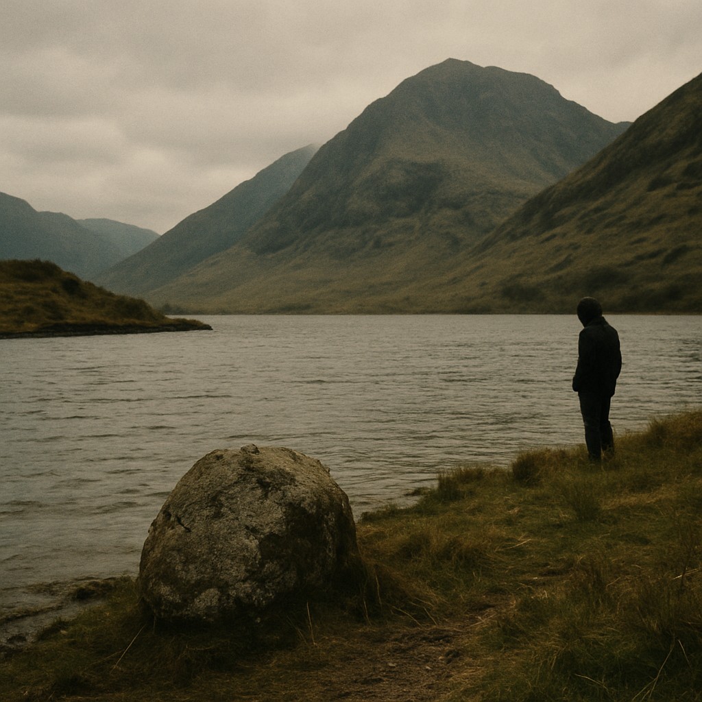 serene landscape with mountains and water