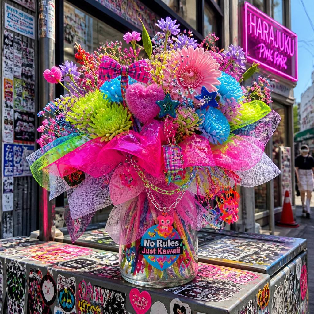 bouquet of flowers in a glass vase — Harajuku Fashion Style