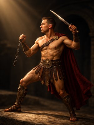 a man with a sword in his hand