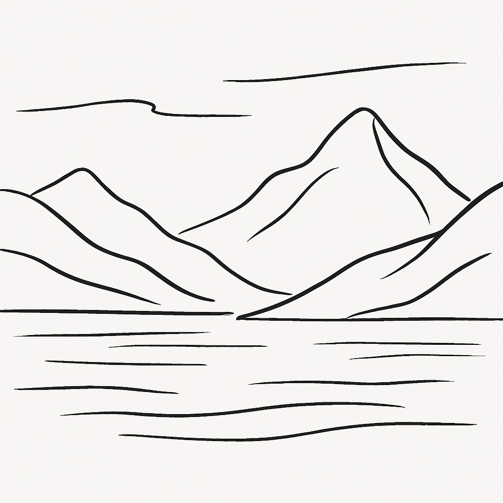 serene landscape with mountains and water