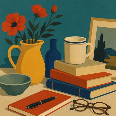 still life with everyday objects — Gouache Painting Style