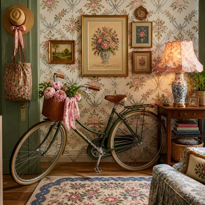 bicyle resting against a wall — Grandmillennial Aesthetic