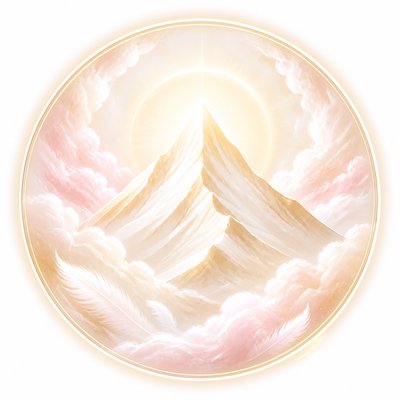 an emblem of a mountain peak inside a circle, simple bold shapes on a plain background, no text or lettering
