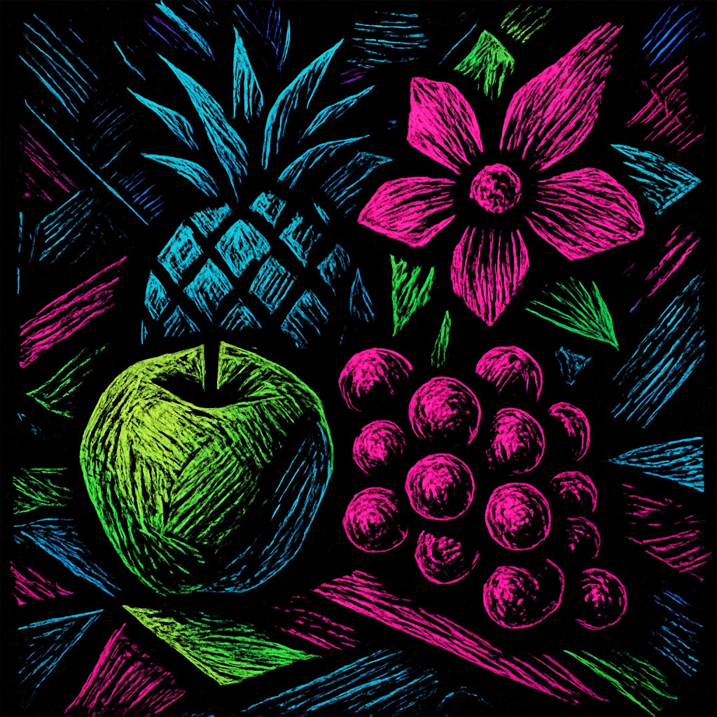 still life arrangement of fruits and flowers