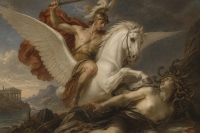 Perseus on Pegasus slaying Medusa by John Singer Sargent