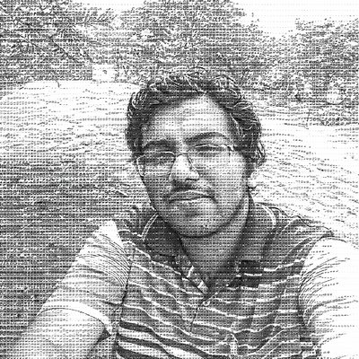 a black and white photo of a man with glasses