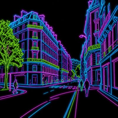 Neon Outline Style Style Transfer Example
