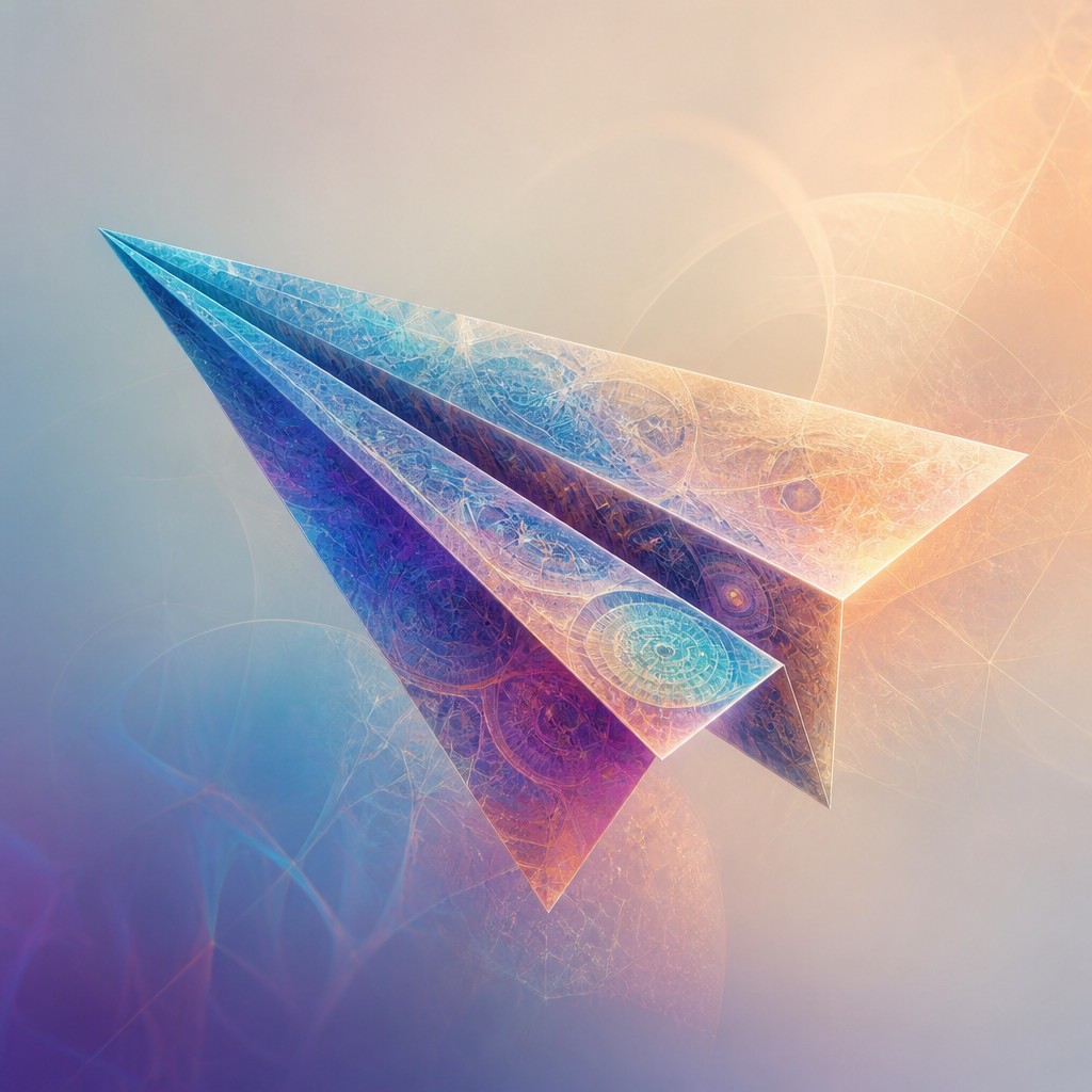 a paper plane, clean minimal composition on a plain background, no text
