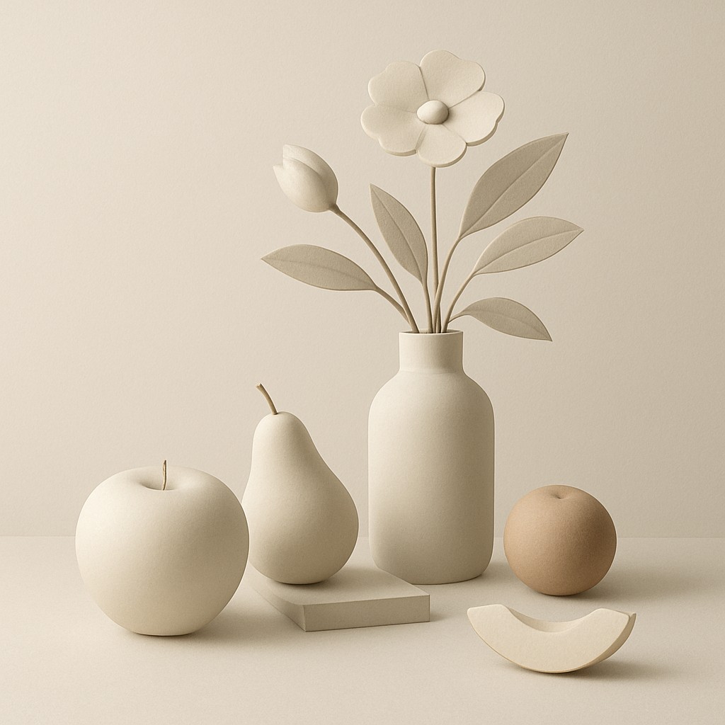 still life arrangement of fruits and flowers