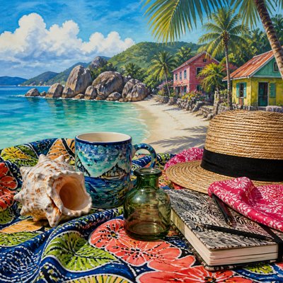 still life with everyday objects — Seychellois Art Style