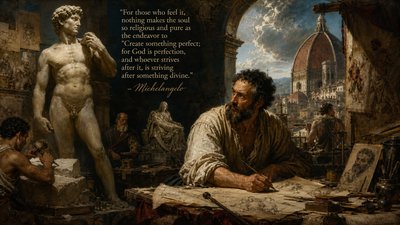 "For those who feel it, nothing makes the soul so religious and pure as the endeavor to "Create something perfect; for God is perfection, and whoever strives after it, is striving after something divine."  - Michelangelo