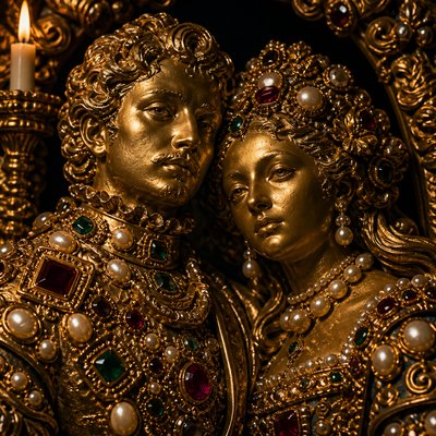 portrait of two people together — Baroque Jewelry Style