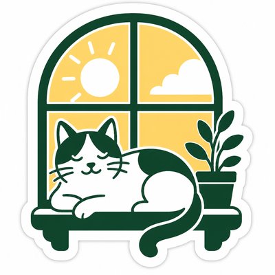 a cat lounging in a sunlit window