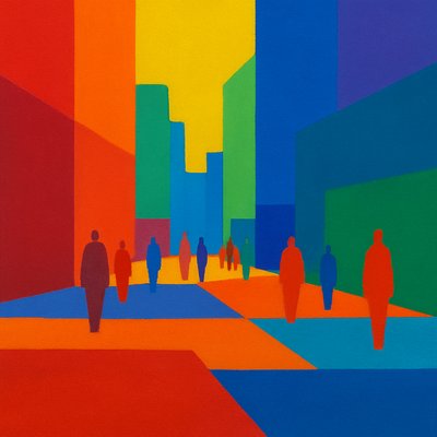 urban street with city activity
