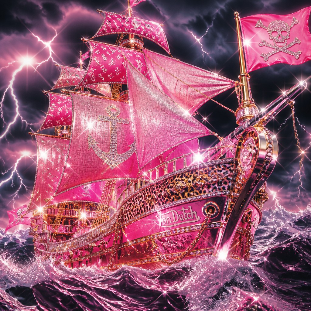 sailing ship on a stormy sea — McBling Aesthetic