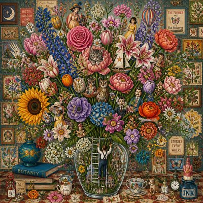bouquet of flowers in a glass vase