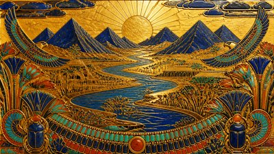 a vast valley with a river winding toward distant mountains at sunrise, no people, no text