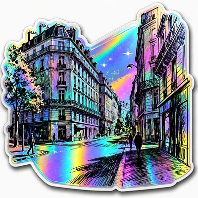 Holographic Sticker Design Style Transfer Example