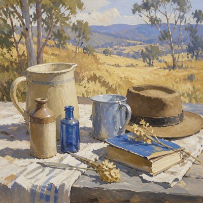 still life with everyday objects — Heidelberg School Art Style