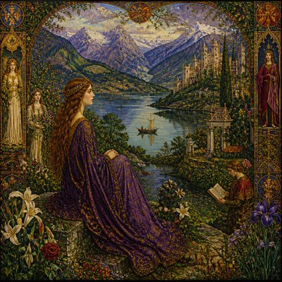 serene landscape with mountains and water