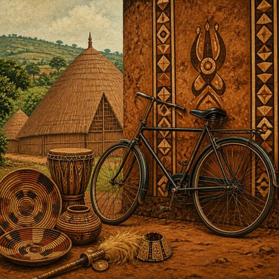 bicyle resting against a wall — Ugandan Art Style
