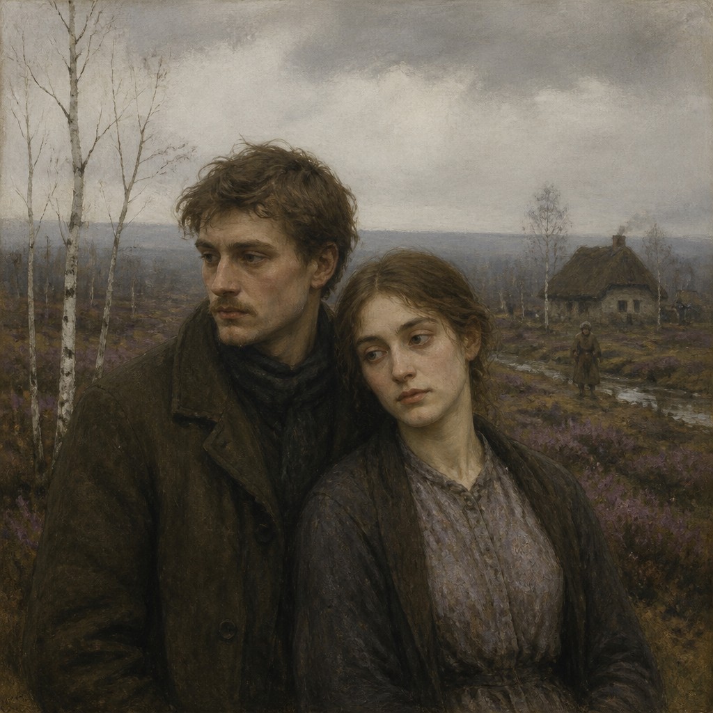 portrait of two people together — Worpswede Art Style