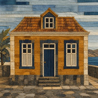 house with front view — Cape Verdean Art Style