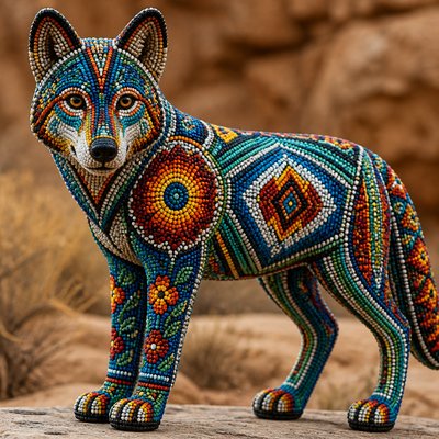 animal standing in natural pose — Beadwork Art Style