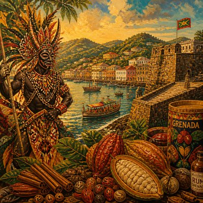 wide landscape with natural scenery — Grenadian Art Style