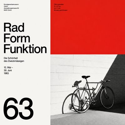 bicyle resting against a wall — Swiss Style Poster Design