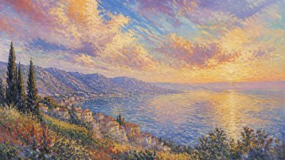 sweeping panoramic landscape with a dramatic sky