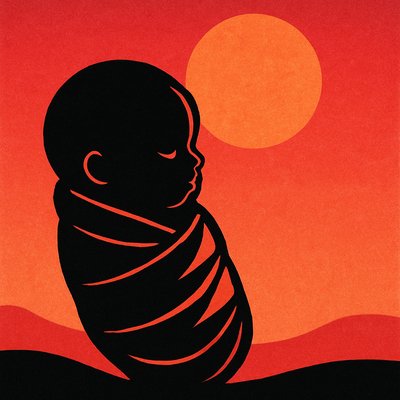 Olive skinned Baby in swaddling cloths